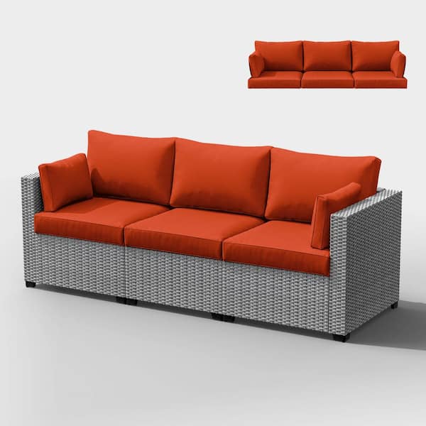25.6 in. x 23.6 in. x 4 in. (8-Piece) Deep Seating Outdoor Lounge Cushion with Lumber Pillow Cushion Orange