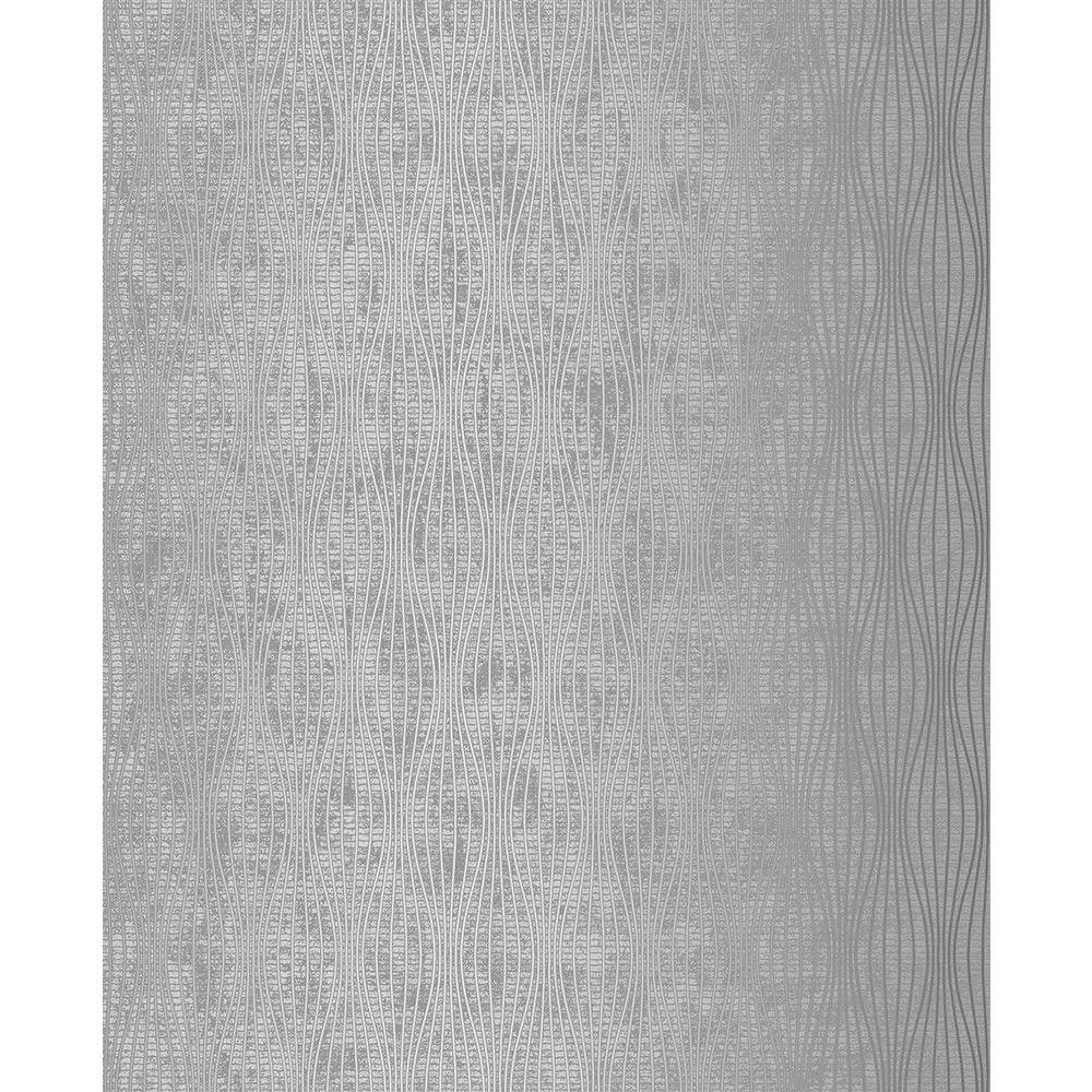Brewster Falsetto Silver Wave Paper Strippable Roll Wallpaper (Covers