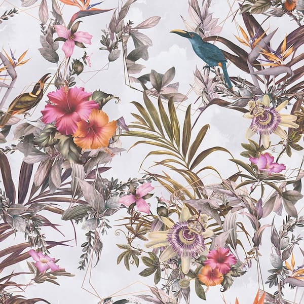 Hollis Tropical White Non Pasted Non Woven Wallpaper Sample