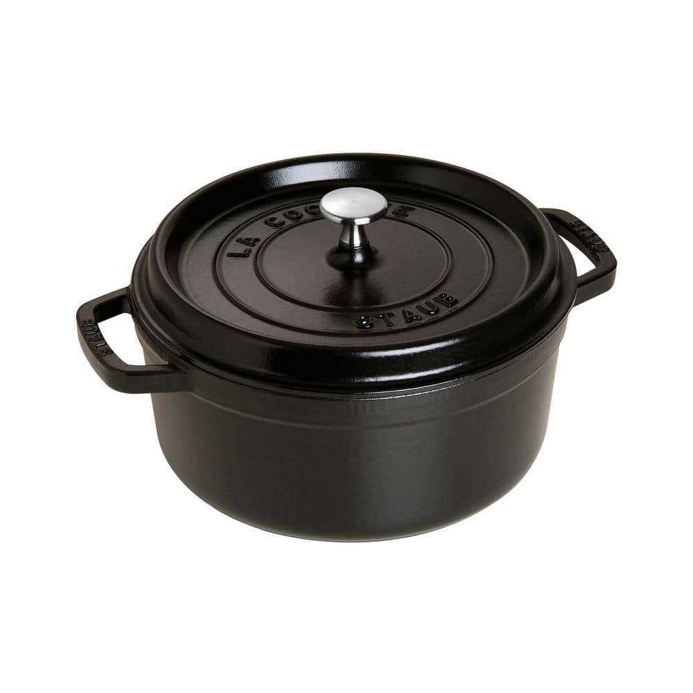 staub Cast Iron 4 qt. Round Cast Iron Dutch Oven in Black