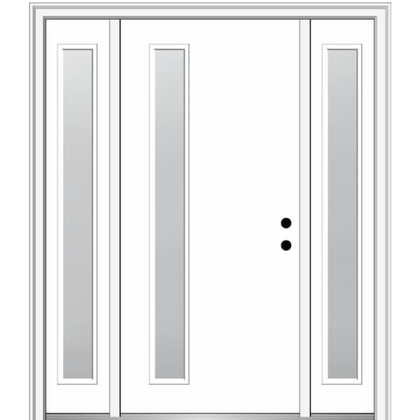 MMI DOOR Viola 64 in. x 80 in. Left-Hand Inswing 1-Lite Frosted Glass Primed Fiberglass Prehung Front Door on 4-9/16 in. Frame