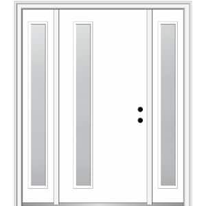 Viola 64 in. x 80 in. Left-Hand Inswing 1-Lite Frosted Glass Primed Fiberglass Prehung Front Door on 6-9/16 in. Frame