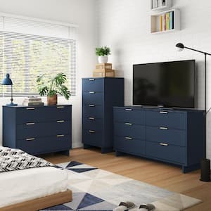 Granville Blue 5-Drawer 23.62 in. W Chest, 6-Drawer 55.04 in. W Dresser and 3-Drawer 37.8 in. W Dresser (Set of 3)