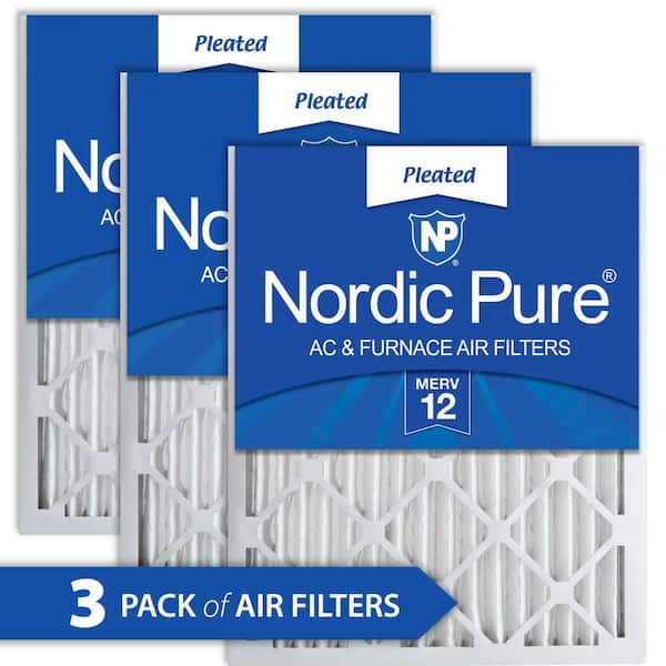 Nordic Pure 12 in. x 20 in. x 2 in. Allergen Pleated MERV 12 Air Filter (3-Pack)