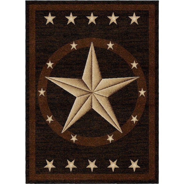 Hearthside Western Multi-Colored 8 ft. x 10 ft. Star Ebony Southwestern Area Rug