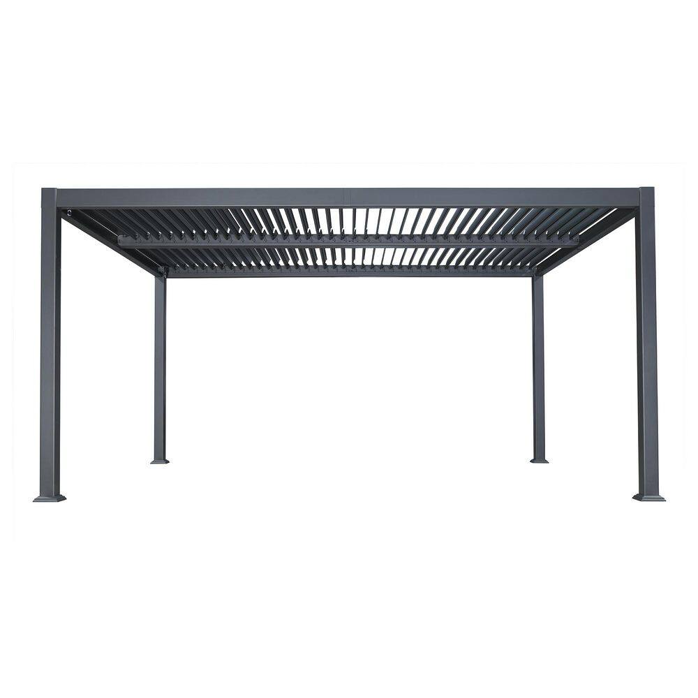 11 ft. x 18 ft. Champagne Aluminum Outdoor Louvered Pergola with Individual Adjustable Sunshade Roofs and LED Lights price history on PriceWatchPro