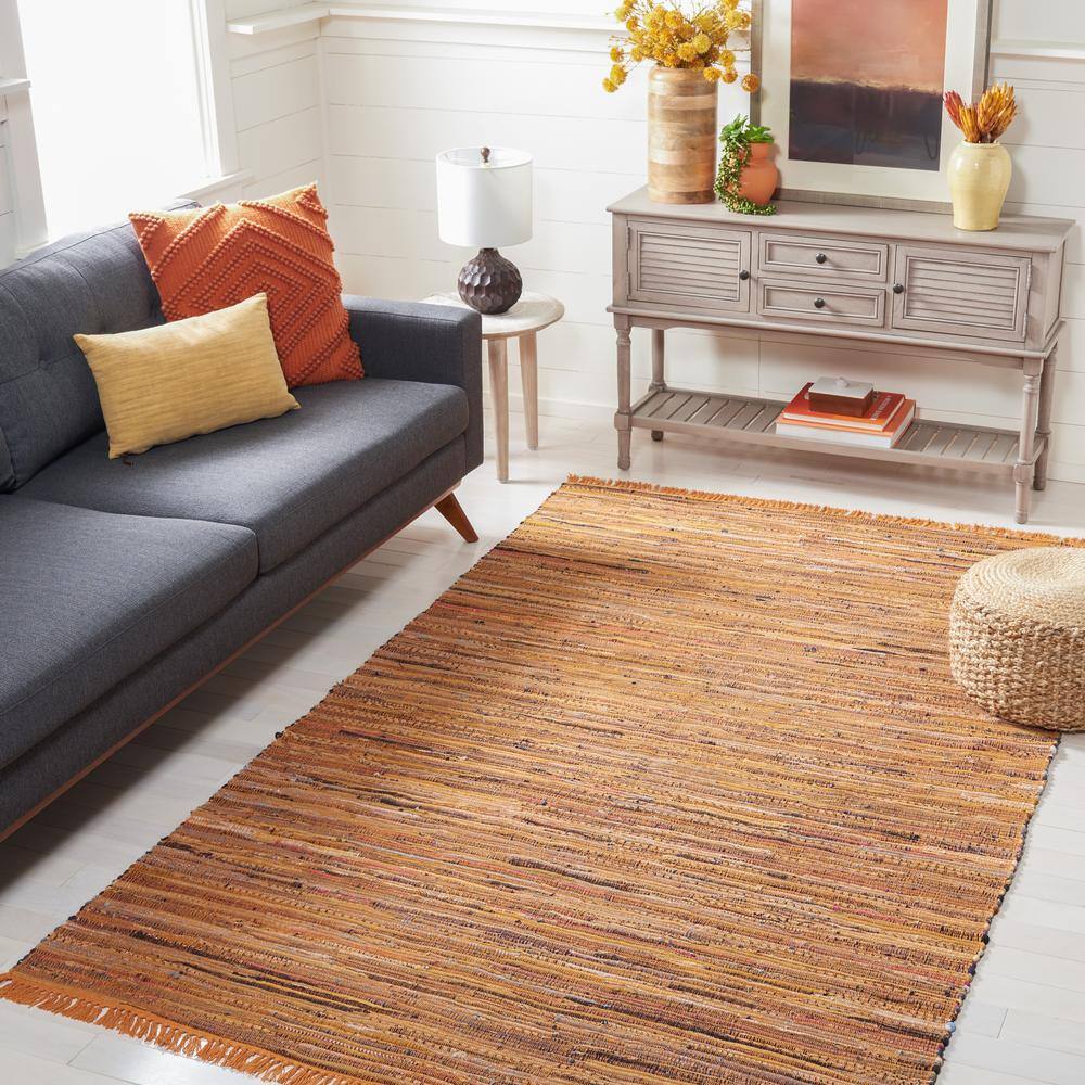 Multicolor Striped Cotton Flat Woven Area Rug