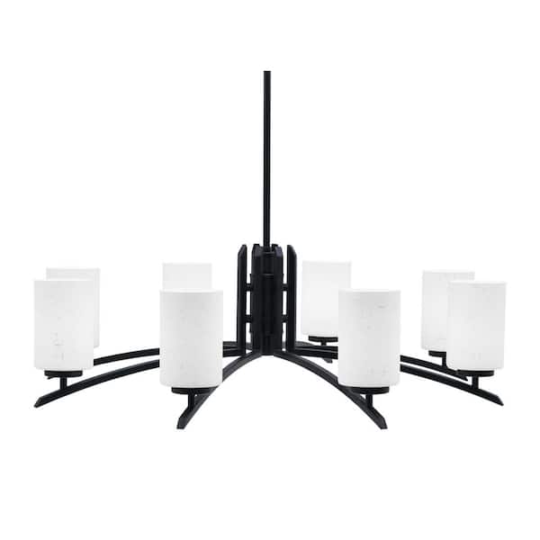 Unbranded Siena 34 in. 8 Light Matte Black Chandelier with White Muslin Glass Shades