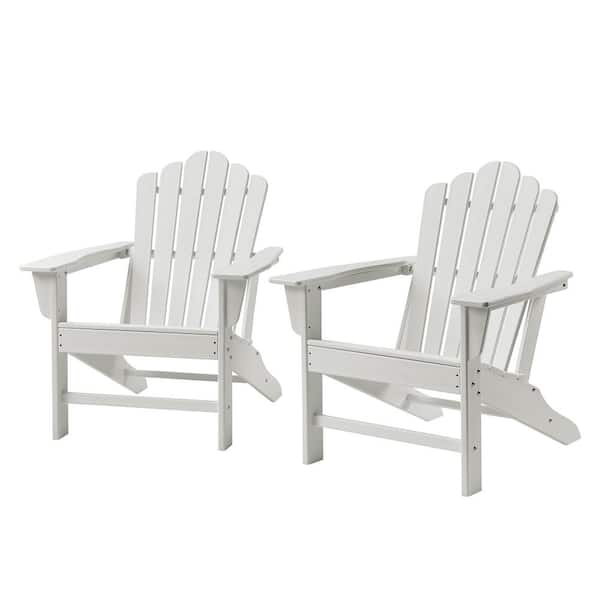Tidoin Classic White Plastic Outdoor Patio Adirondack Chair (Set of 2)