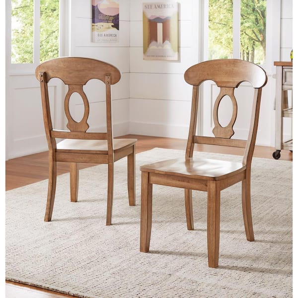 HomeSullivan Sawyer Oak Wood Napoleon-Back Dining Chair (Set fo 2)
