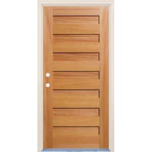 36 in. x 80 in. 7 Panel Right-Hand/Inswing Unfinished Fir Wood Prehung Front Door