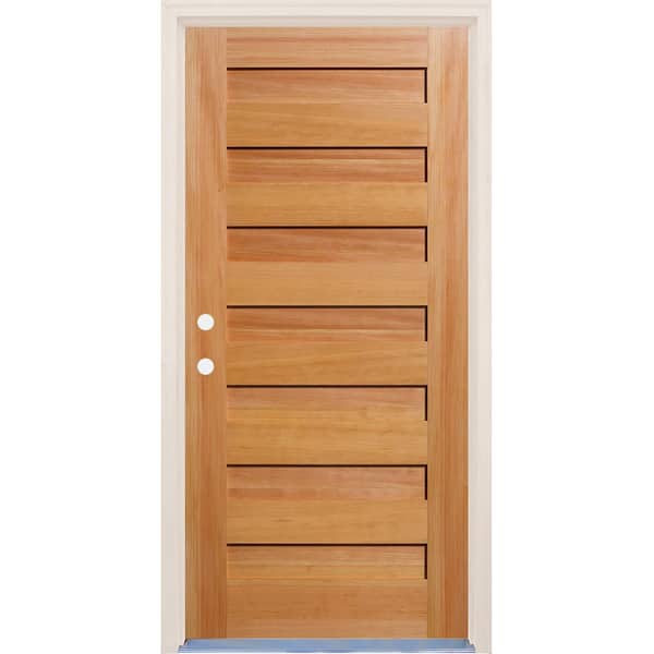 Builders Choice 36 in. x 80 in. 7 Panel Right-Hand/Inswing Unfinished Fir Wood Prehung Front Door