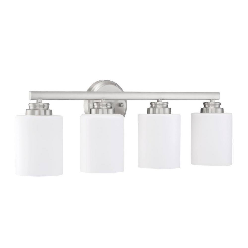 Polished Nickel 4-Light Bathroom Vanity with Frosted Glass Shades