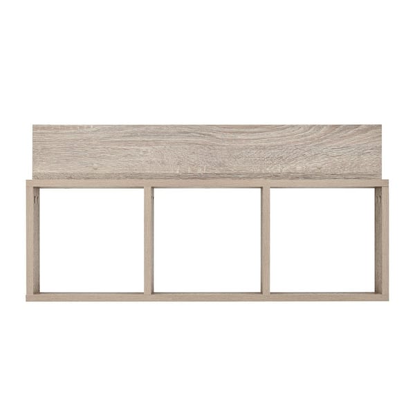 DANYA B 31.5 in. 3-Cube Oak Floating Wall Shelf with Display Ledge