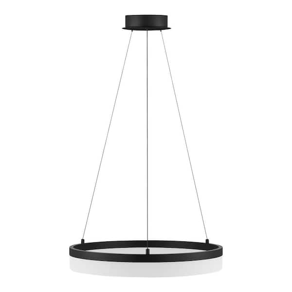 Kipling 35-Watt Black Modern Integrated LED Pendant Light with Frosted Acrylic Shade