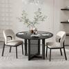 Cinna Modern Round Black Wood Top 46 in. Cross Leg Dining Table Seats 4 ...