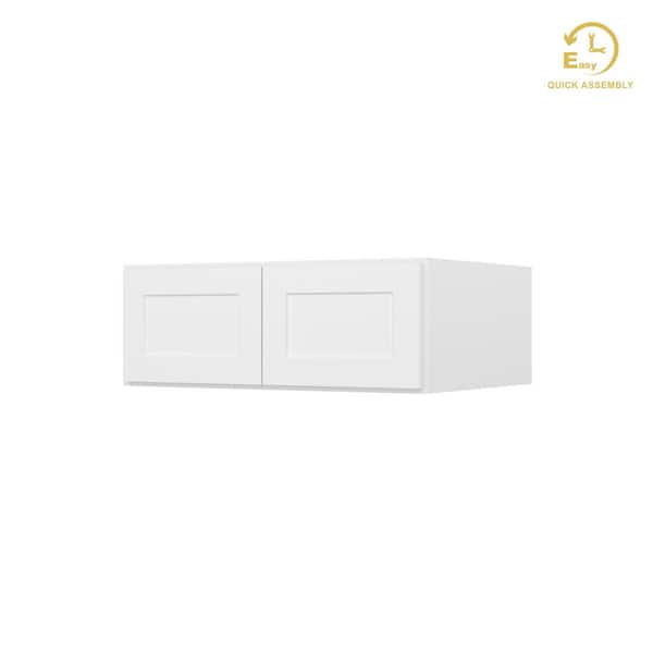 HOMLUX Easy-DIY 33 in. W x 24 in. D x 12 in. H Ready to Assemble Wall Refrigerator Kitchen Cabinet in Shaker White with 2-Doors