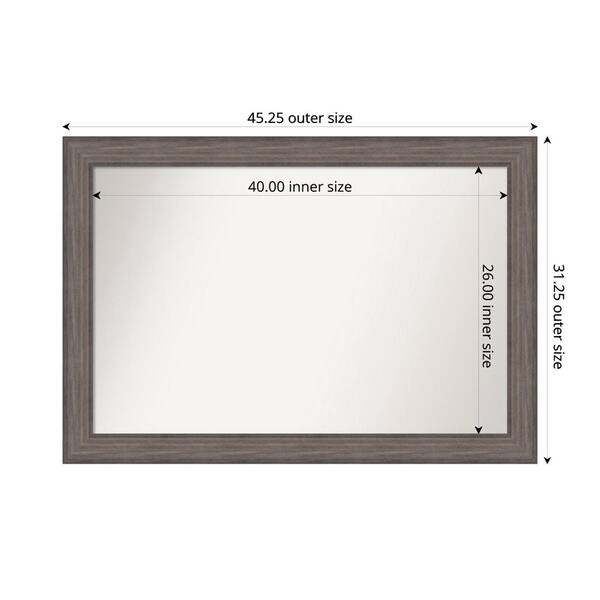 Amanti Art Country Barnwood 45.25 in. W. x 31.25 in. Custom Non-Beveled Wood Framed Bathroom Vanity Wall Mirror