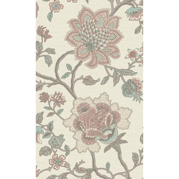 Walls Republic Pink Teal Jacobean Flower Tropical Printed Non-Woven Paper Non Pasted Textured Wallpaper 57 Sq. Ft.