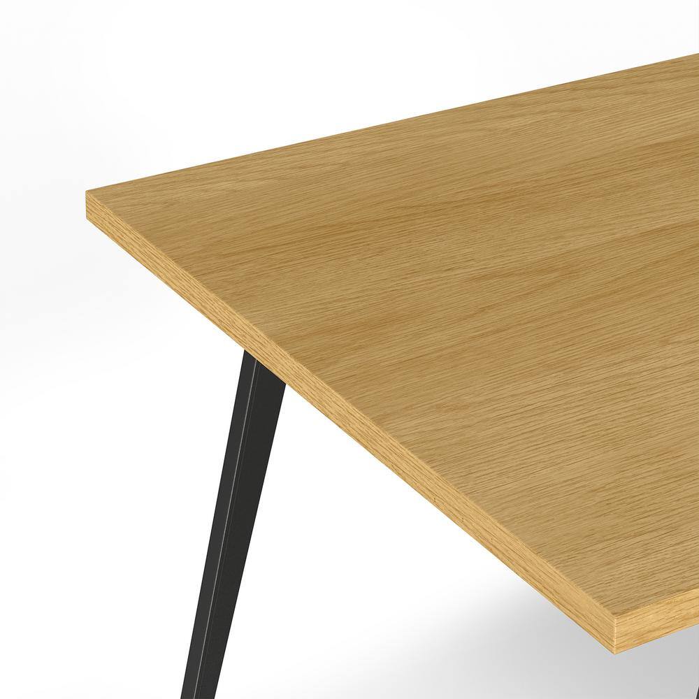 Lowry Industrial Oak Veneer Wood Dining Table with Black Metal Legs