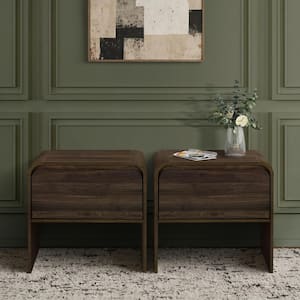 New Classic Furniture Mara 15.7 in. Walnut Rectangular Wood End Table (Set of 2)