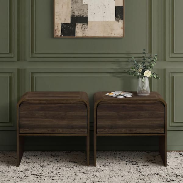 NEW CLASSIC HOME FURNISHINGS New Classic Furniture Mara 15.7 in. Walnut Rectangular Wood End Table (Set of 2)