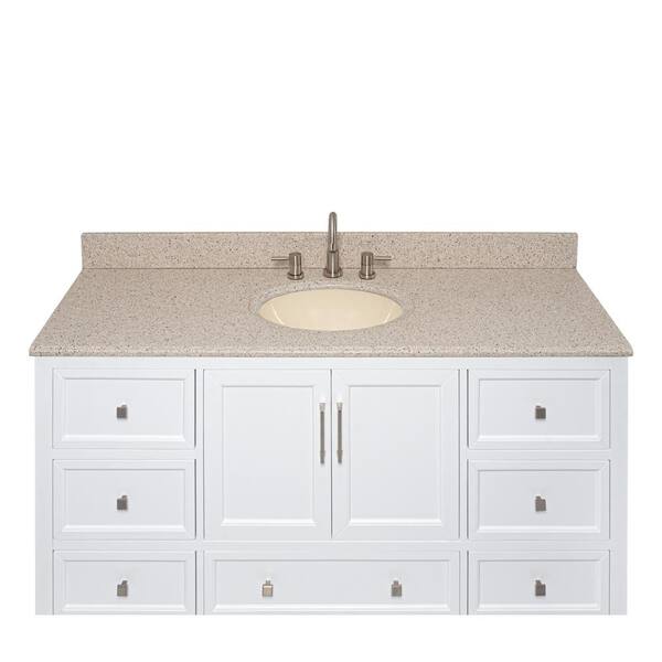 61 in. Granite Vanity Top in Beige with White Basin 61 in. Granite Vanity Top in Beige with White Basin