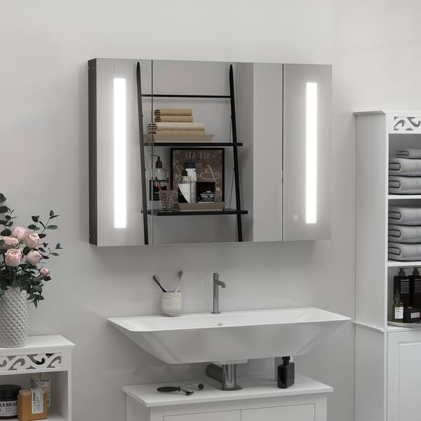 Tatahance 35.5 in. W x 25.5 in. H Rectangular Aluminum Wall Medicine Cabinet with Mirror and LED Lighted