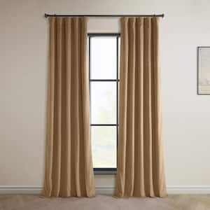 Spiced Rum Velvet Rod Pocket Room Darkening Curtain - 50 in. W x 120 in. L Single Panel Window Velvet Curtain