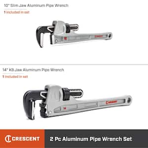 10 in. and 14 in. Aluminum Slim/K9 Jaw Pipe Wrench Set (2-Piece)