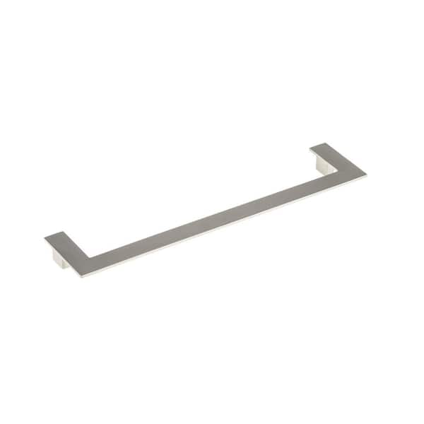 Roma Collection 12-5/8 in. (320 mm) Modern Brushed Nickel Offset Square Bracket Shaped Cabinet Bar Pull