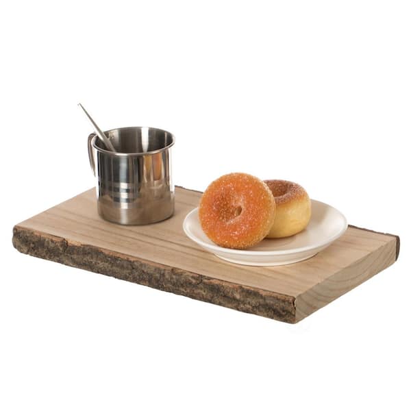 Vintiquewise 12 in. Rustic Natural Tree Log Wooden Rectangular Shape Serving Tray Cutting Board