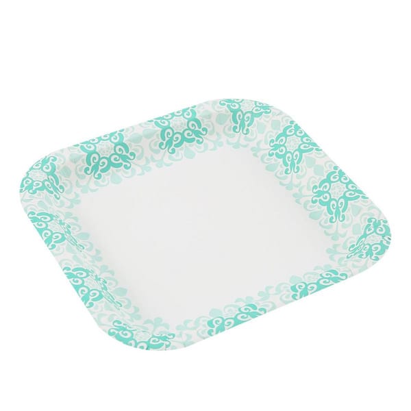 Glad Disposable Square Paper Plates with Aqua Victorian Design, 8.5 Inch Paper  Plates  Heavy Duty Soak Proof Cut-Proof Paper Plates for Meals and Snacks,  600 Count - Yahoo Shopping