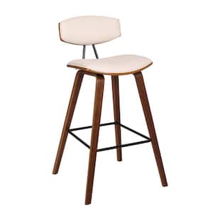 26 in. Black and Gray Low Back Wooden Frame Bar Stool with Leather Seat