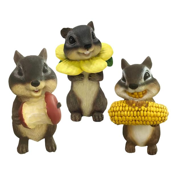 Design House 5.7 in. Springtime Chipmunks Indoor/Outdoor Lawn Statues (3-Pack)