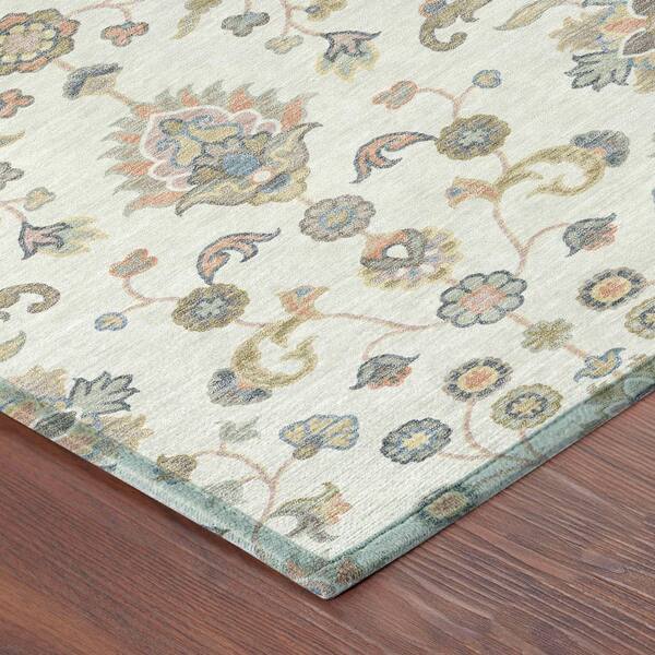 Chantille Machine Washable Indoor/Outdoor Abstract ACN2585 Ivory 8 ft. x 8 ft. Round Rug