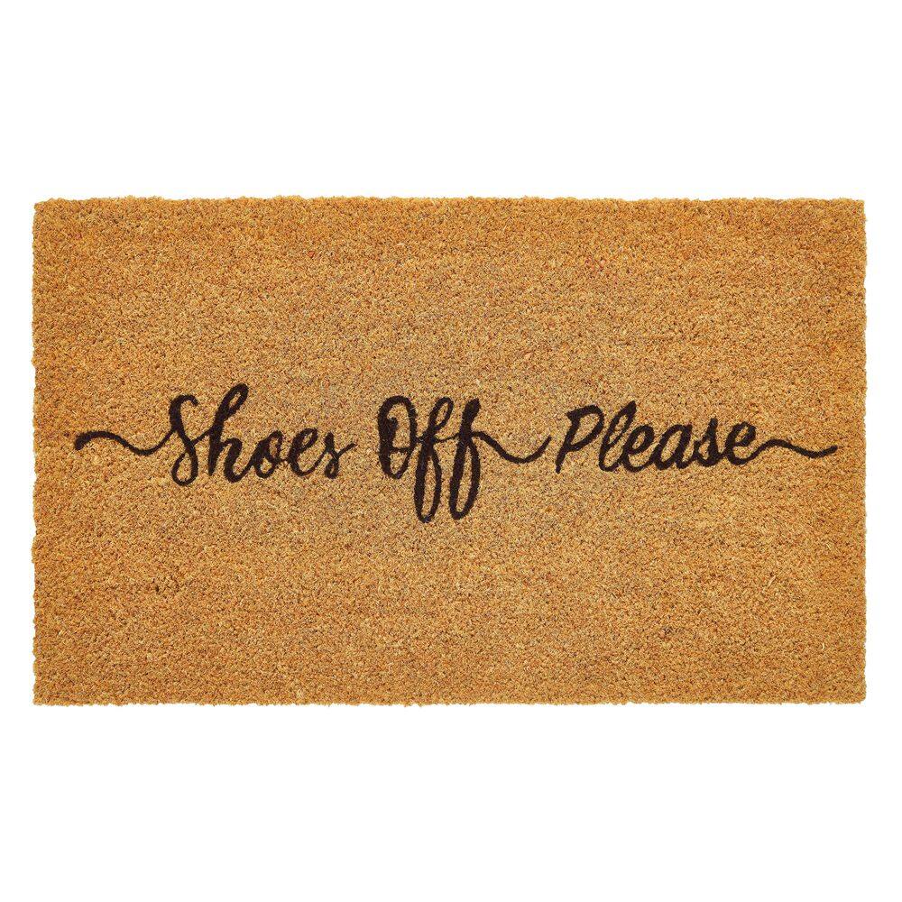 Shoes Off Please 18 in. x 30 in. Natural Coir Indoor/Outdoor Door Mat Multi-Colored price history on PriceWatchPro