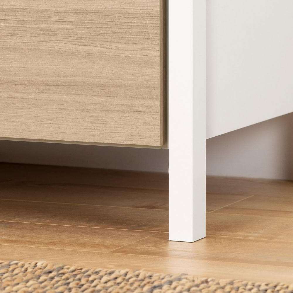 White and Soft Elm Industrial Double Dresser