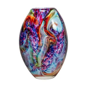 13" Tall Villa Cuzzano Handcrafted Murano-Style Multi Colored Art Glass Vase