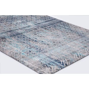 Vintage Collection Piazza Blue 3 ft. x 4 ft. Geometric Area Rug