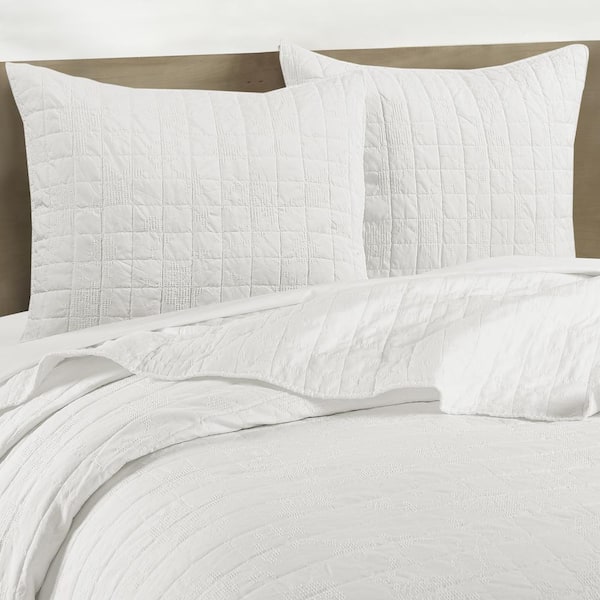 LEVTEX HOME Bowie White Geo Floral Jacquard Euro Sham (Set of 2)