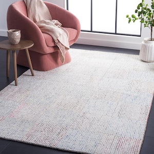 Abstract Ivory/Blue 3 ft. x 5 ft. Square Marled Area Rug