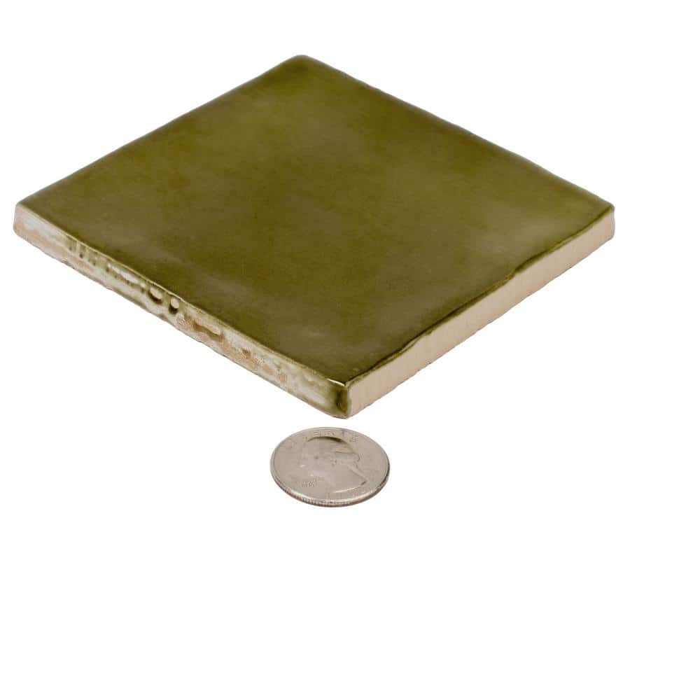 Olive Green Glossy Ceramic Square Wall and Floor Tile