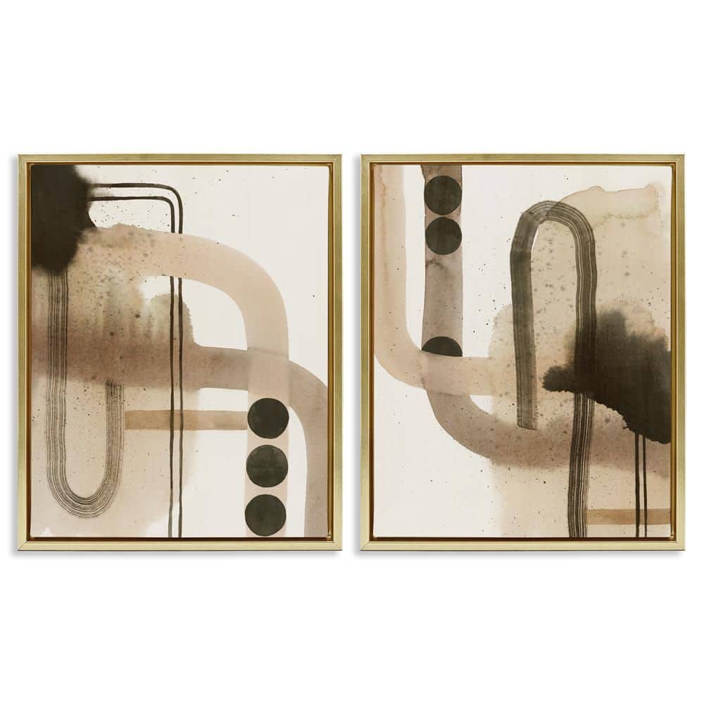 Midcentury Curved Arches by Grace Popp 2 Pieces Gold Floater Frame Abstract Graphic Art Print 31 in. x 25 in. price history on PriceWatchPro