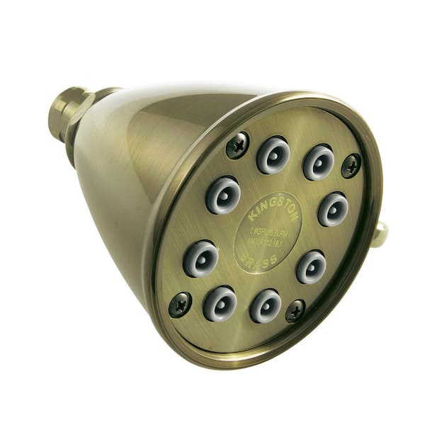 Kingston Brass Victorian 1-Spray Patterns 3.63 in. H Adjustable Jet Spray Wall Mount Fixed Shower Head in Antique Brass