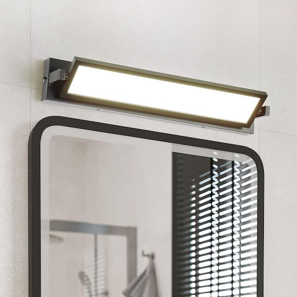 Modern 27in. 1-Light Indoor/Outdoor Waterproof Black Wall Sconce with Acrylic Shade Bathroom Vanity Light