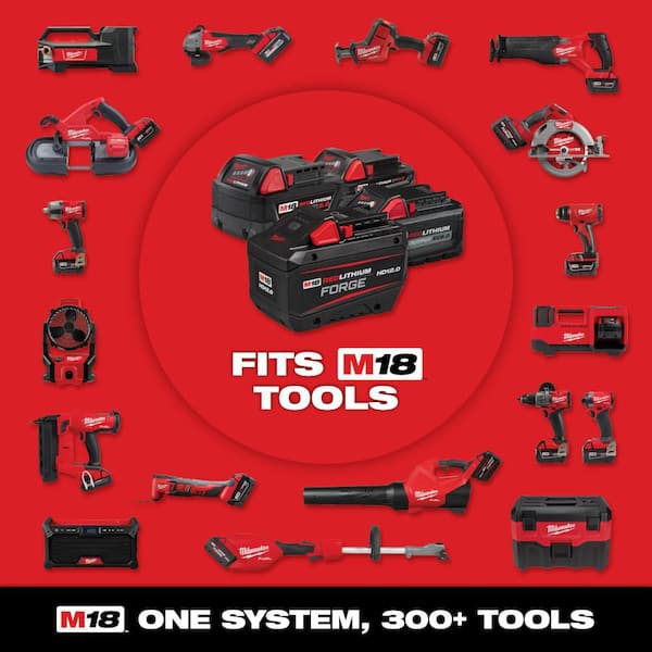 Milwaukee - M18 18V Lithium-Ion REDLITHIUM FORGE 8.0 Ah Battery Pack with M18 18V Dual Bay Simultaneous Super Charger