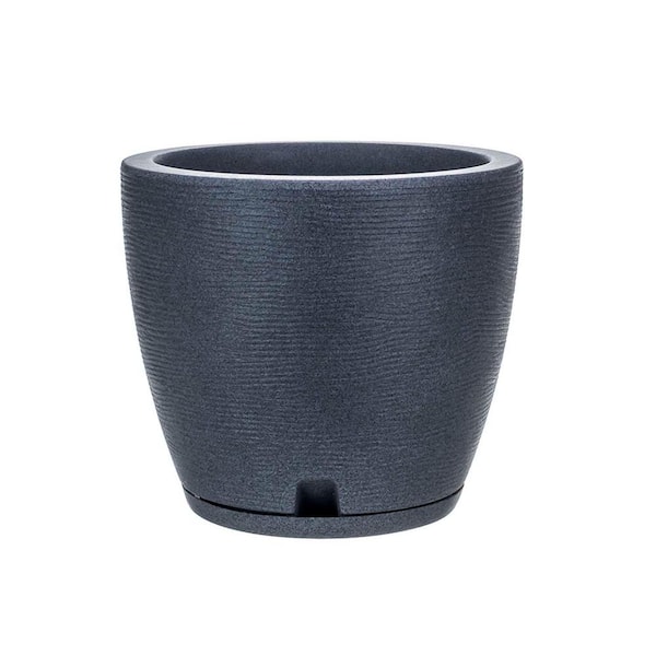 FLORIDIS Amsterdan Extra Small Dark Grey Plastic Resin Indoor and Outdoor Planter Bowl