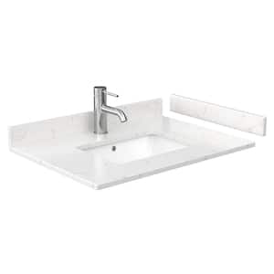 30 in. W x 22 in. D Cultured Marble Single Basin Vanity Top in Light-Vein Carrara with White Basin