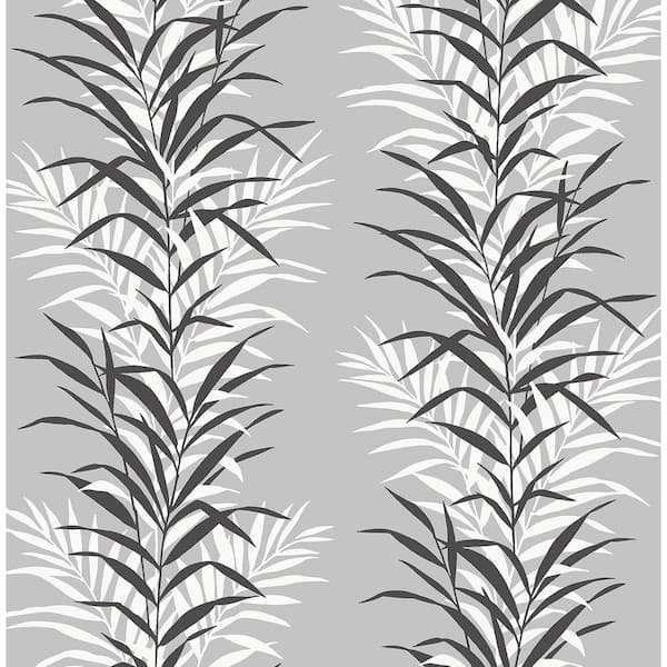 NextWall Leaf Stripe Monochrome Botanical Peel and Stick Wallpaper